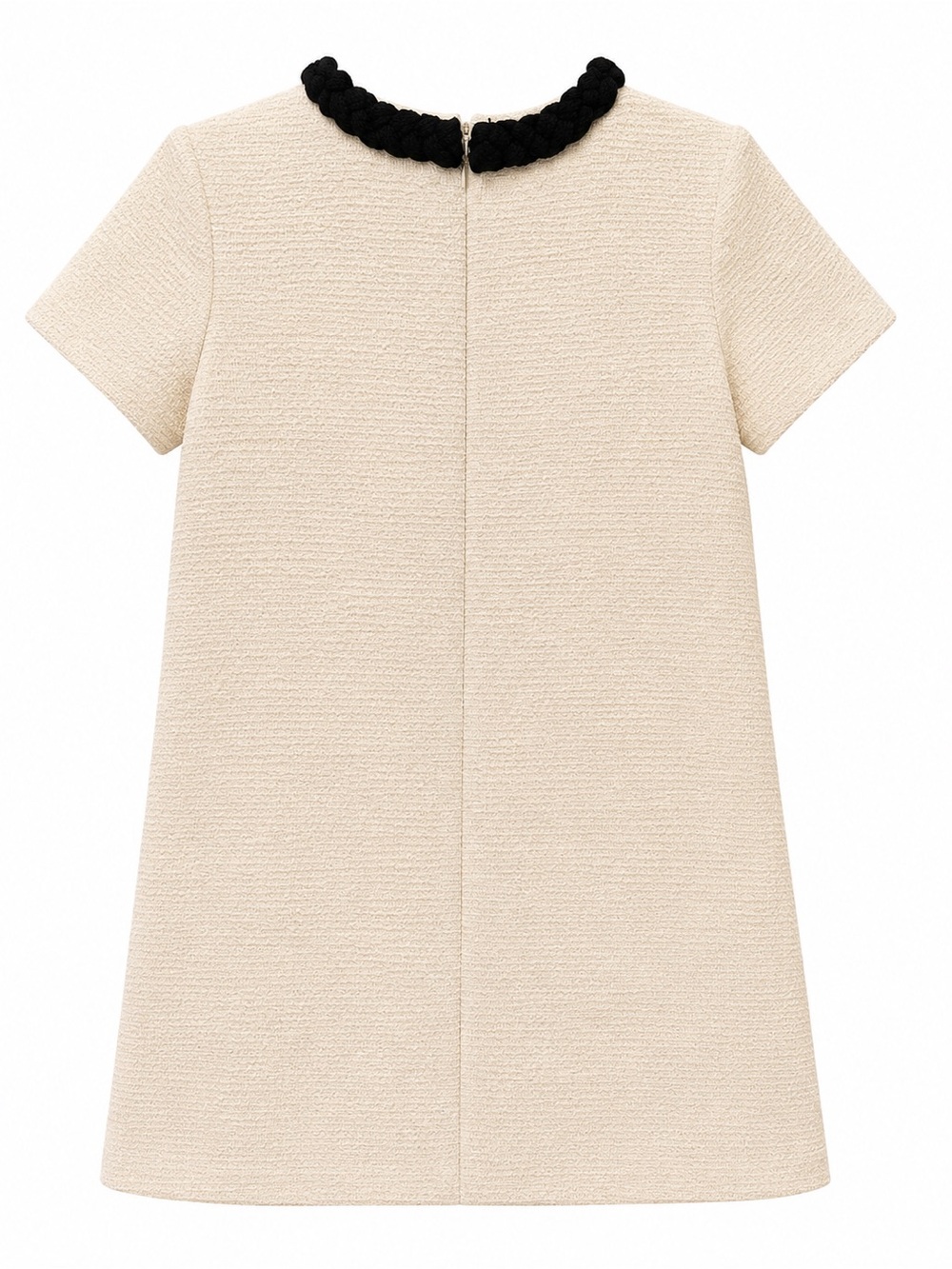 Tuckernuck Ivory Bouclé Tweed Shift Dress with Gold Button Detail - Picture 3 of 9